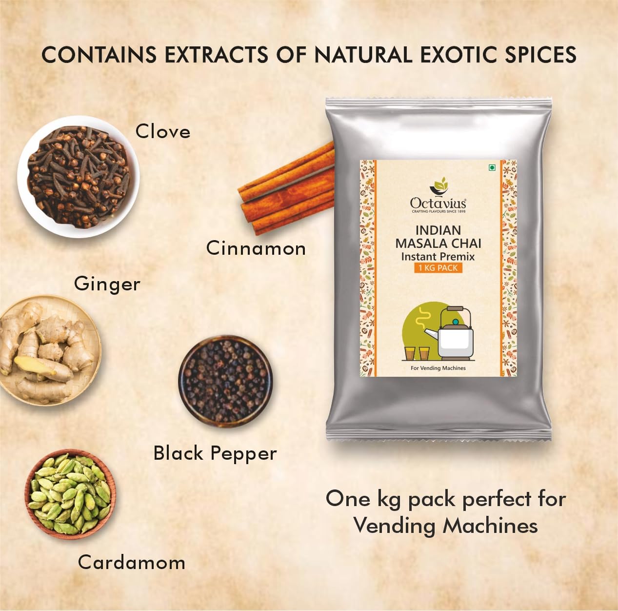 Indian Masala Chai Instant Premix- 1kg ( For Vending Machine ) 1kg