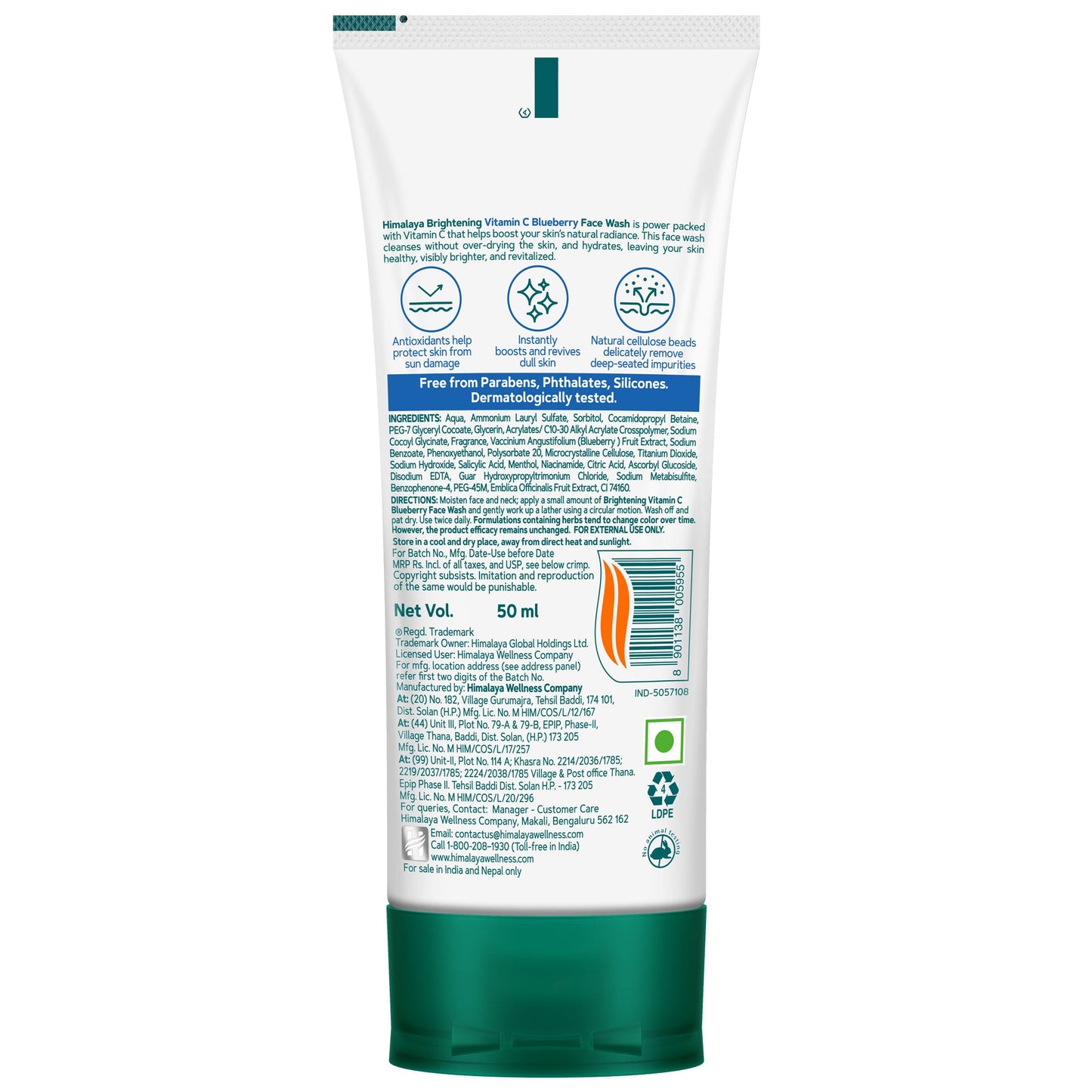 Himalaya Brightening Vitamin C Blueberry Face Wash 100ml