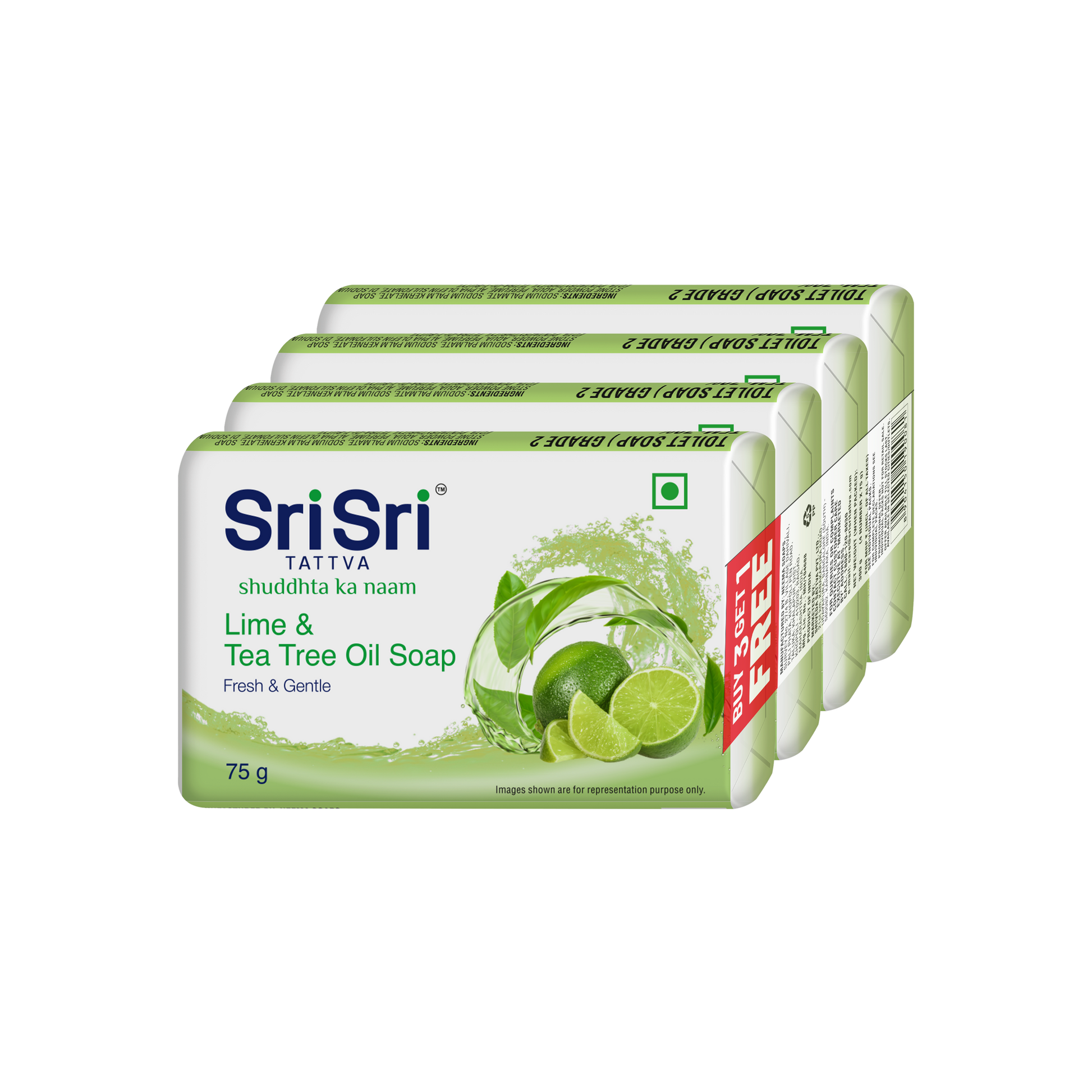 Lime & Tea Tree Oil Soap | Fresh & Gentle | Buy 3 Get 1 Free | 75 g Each 3G