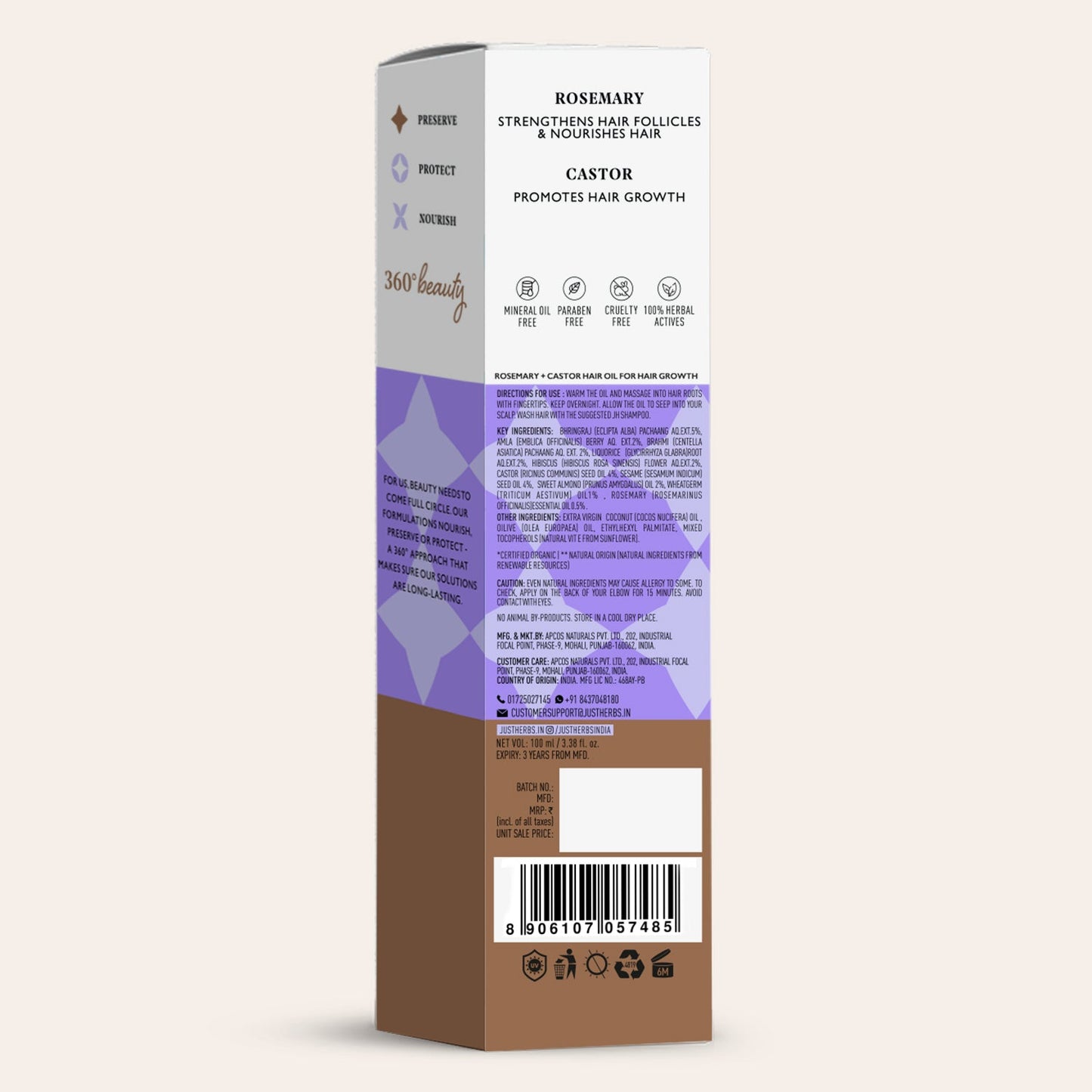 Hair Growth Oil  with Rosemary and Castor 100ml