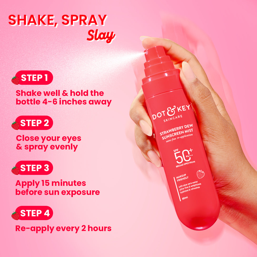 Strawberry Sunscreen Face Mist In-Vivo Tested SPF 50+ PA+++ 80ml