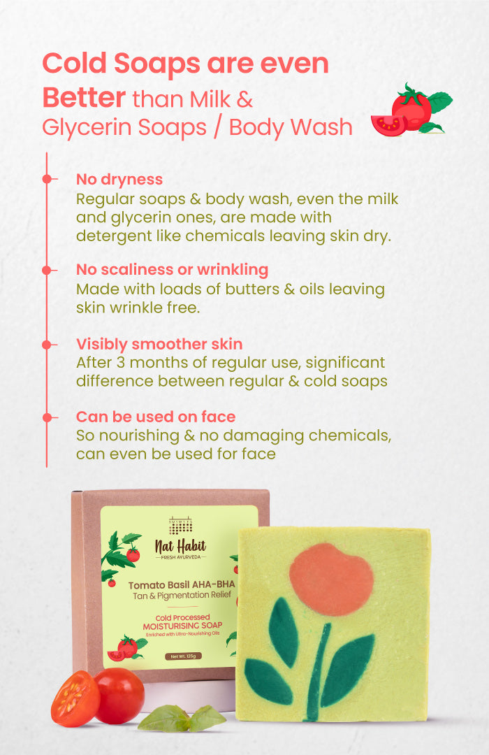 Cold Processed Tomato Basil AHA-BHA Moisturising Soap 125g x 6