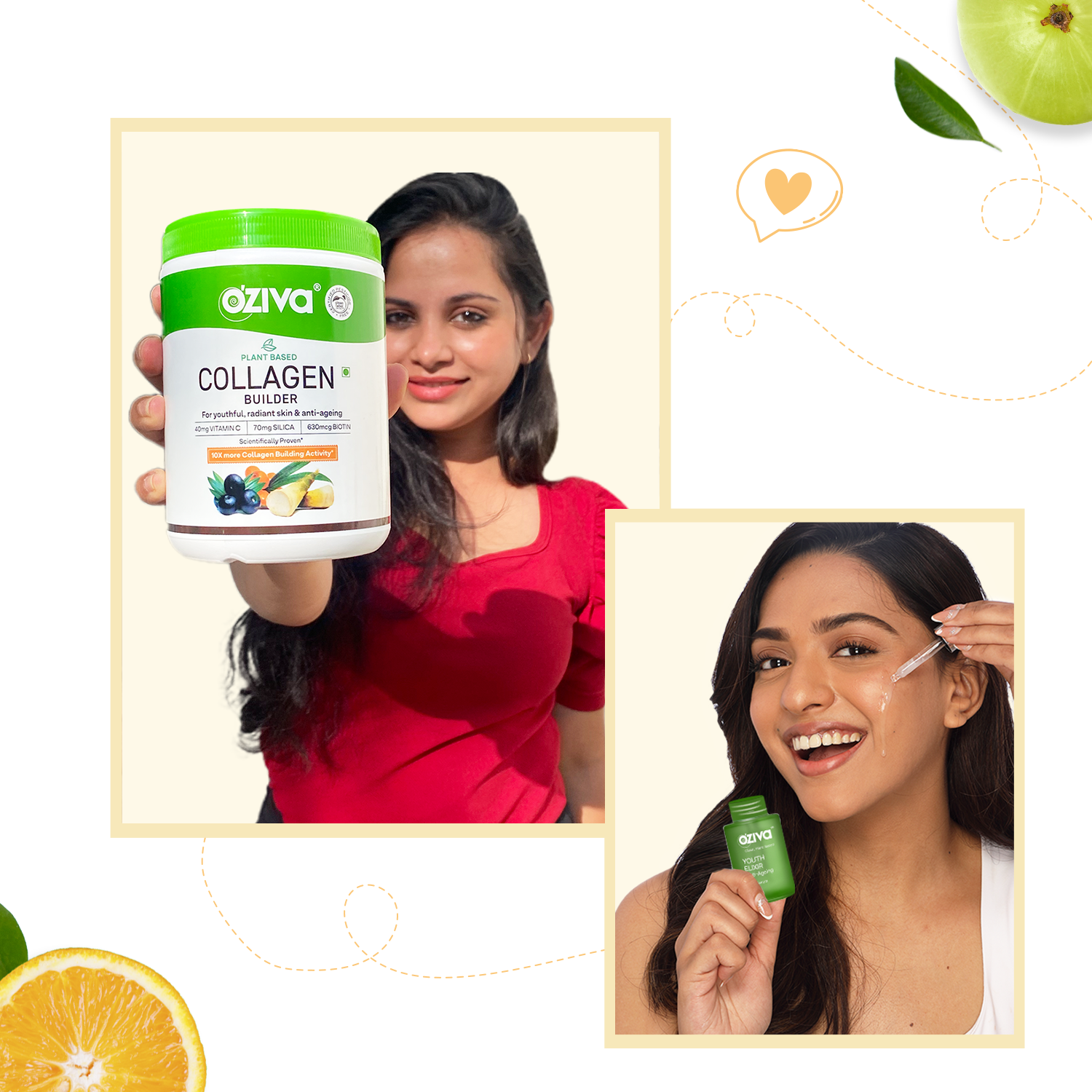 Glow & Anti-Ageing Routine: Youth Elixir Face Serum (30 ml) + Plant Based Classic Collagen Builder (200g) 30 ml