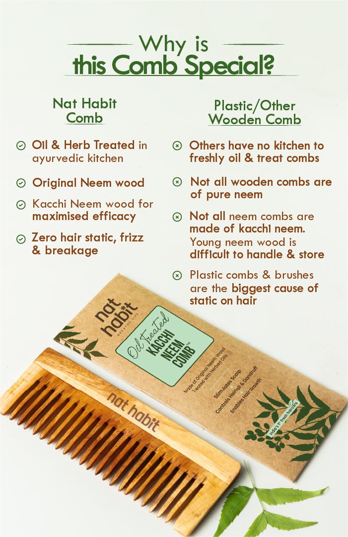 Wide Tooth Kacchi Neem Shampoo Comb 2個入り