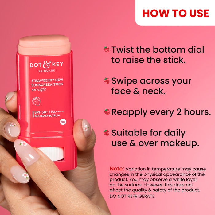 Strawberry Sunscreen Stick, In-Vivo Tested SPF 50+ PA++++ 20g