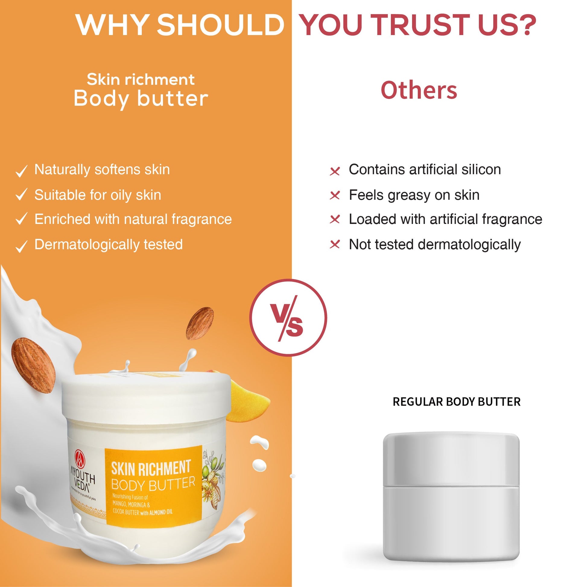 Skin Richment Body Butter with Mango and Cocoa Butter for Moisturized & Super Soft Skin Net qty.- 200 g 200g