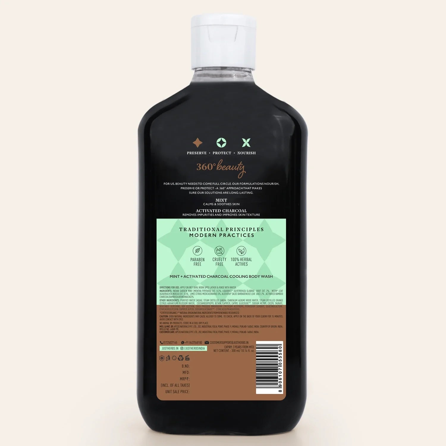 Mint Cooling Body Wash with Activated Charcoal 300ml