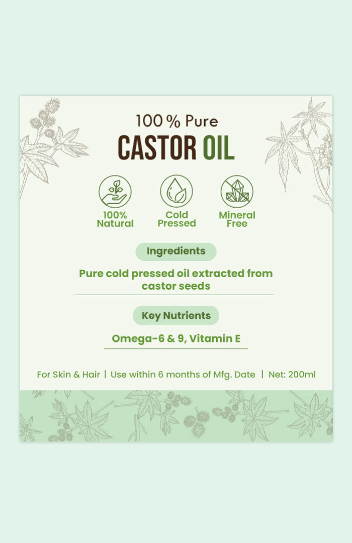 Pure Cold Pressed Castor (Arandi) Oil 200ml