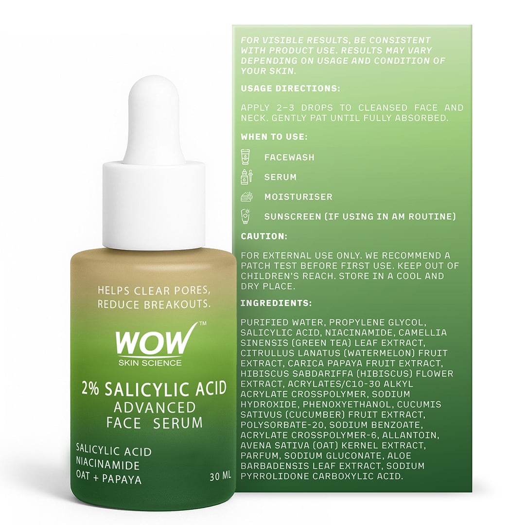 2% Salicylic Acid Face Serum Unclogs Pores & Controls Excess Oil
