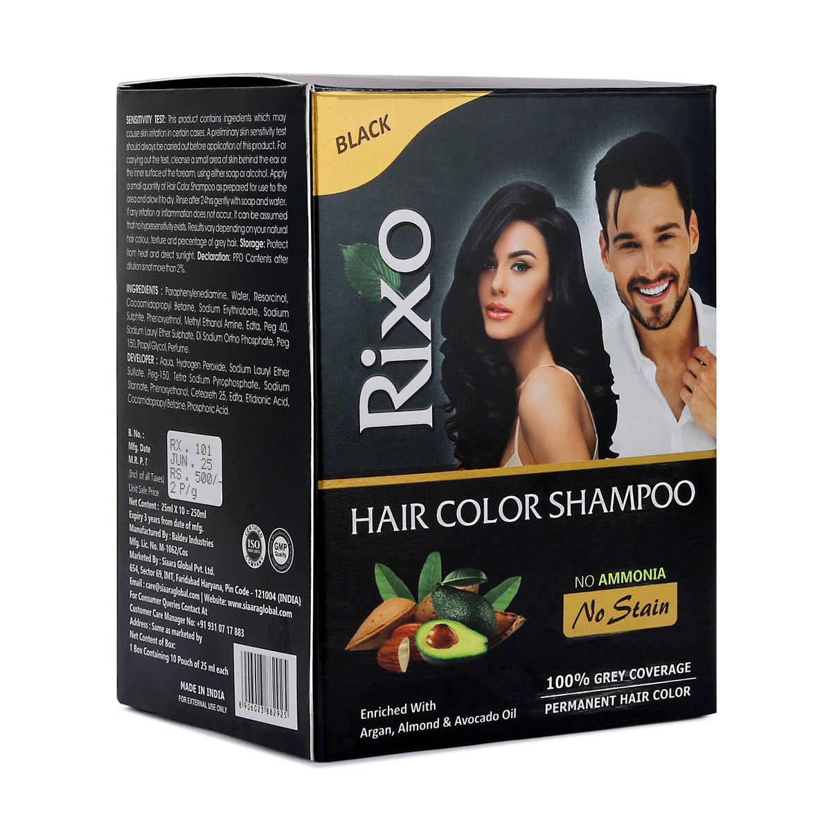 Rixo Black Hair Color Shampoo 25ml x 10 (250ml)