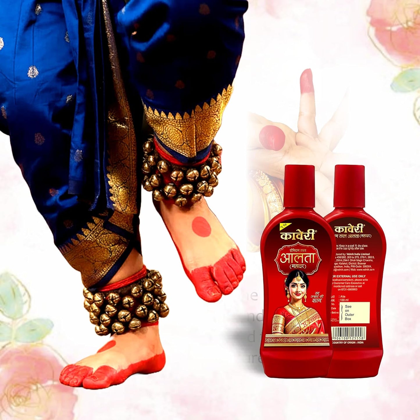 Kaveri Alta Red Colour For Feet – Liquid Alta for Women & Girls Hand & Feet Designs – 100ML 100ml