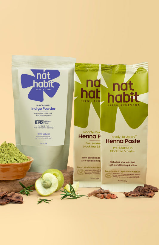 HUFA Pigment Indigo Powder & Ready-to-Apply Henna Paste 220g セット