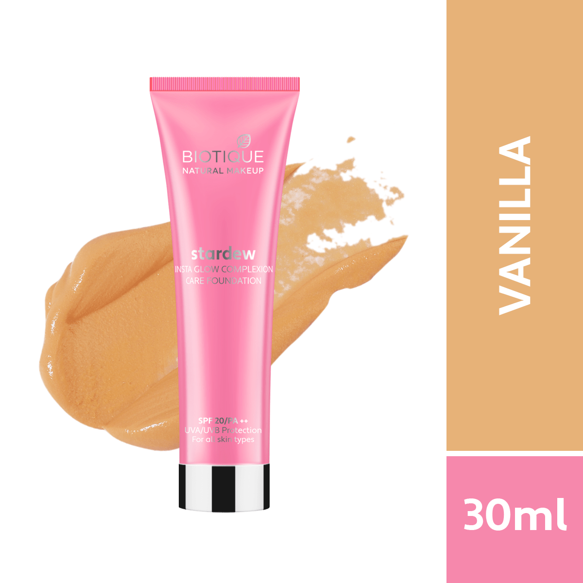 Biotique Natural Makeup Stardew Insta Glow Foundation, Biscuit, 30ml