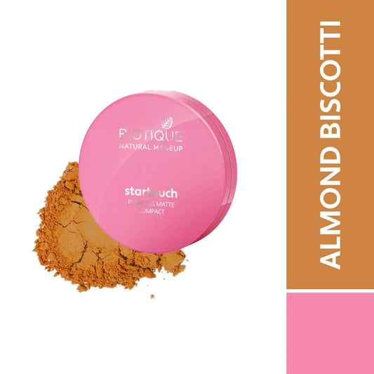 【Biotique】 Biotique Natural Makeup Startouch Flawless Matte Compact, Tawny Nutmeg, 9g Chiffon (Almond Biscotti)