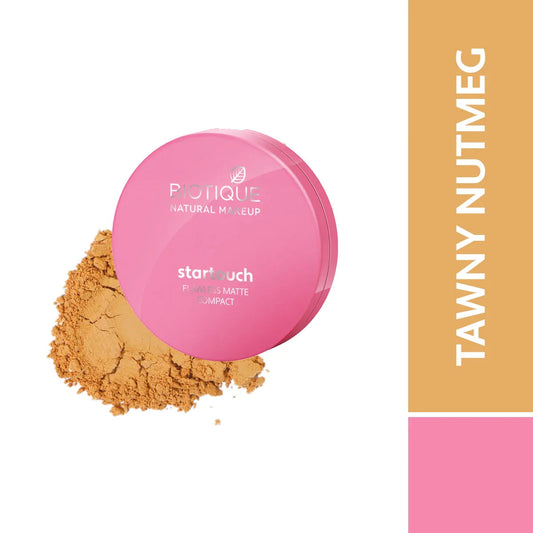 【Biotique】 Biotique Natural Makeup Startouch Flawless Matte Compact, Tawny Nutmeg, 9g Sepia (Tawny Nutmeg)