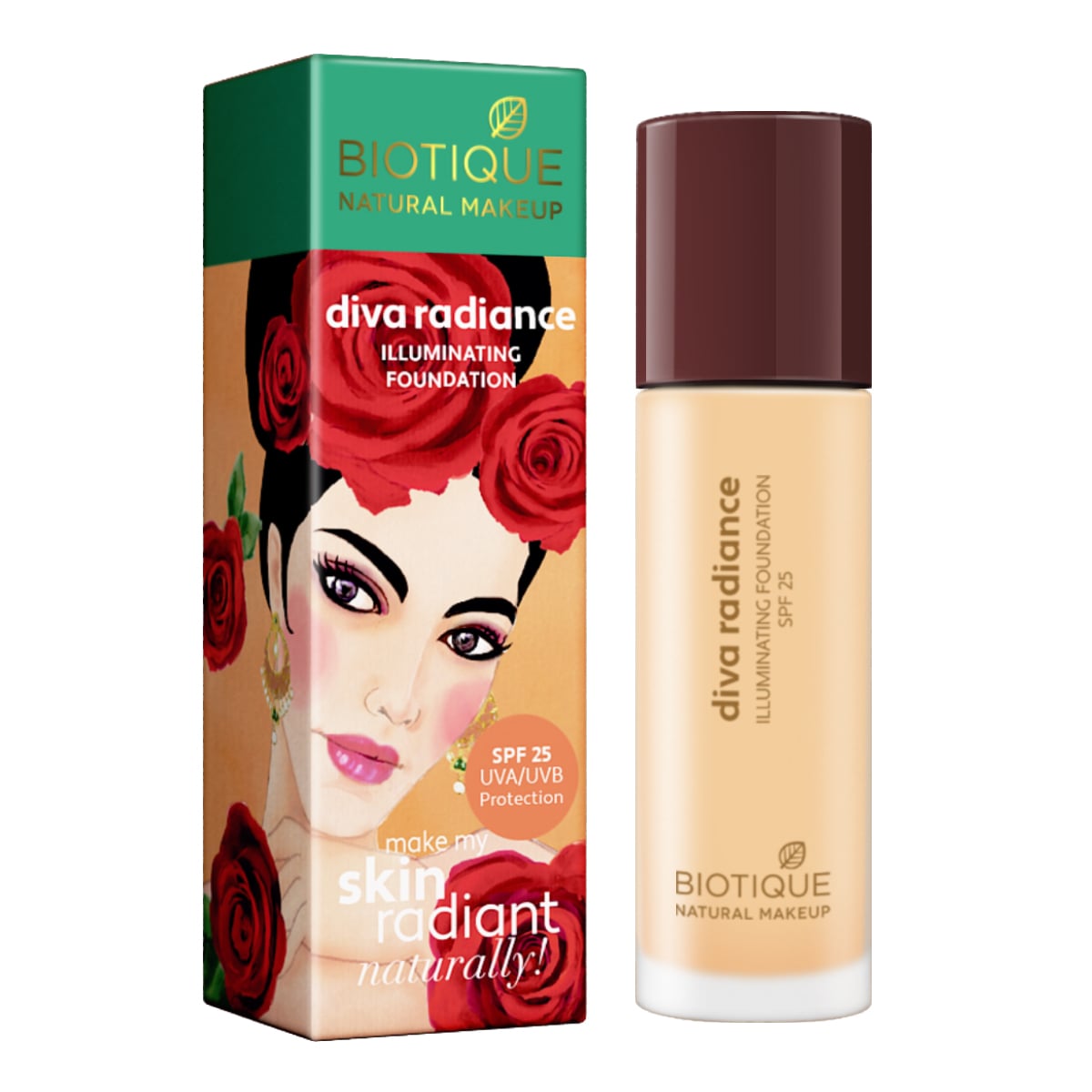 Biotique Natural Makeup Diva Radiance Illuminating Foundation, Creamy Oatmeal, 30ml