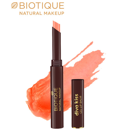 【Biotique】 Biotique Natural Makeup Diva Kiss Gel Lip Balm, Grapefruit Punch Orange Mandarin Hurricane (Mandarin Slush)