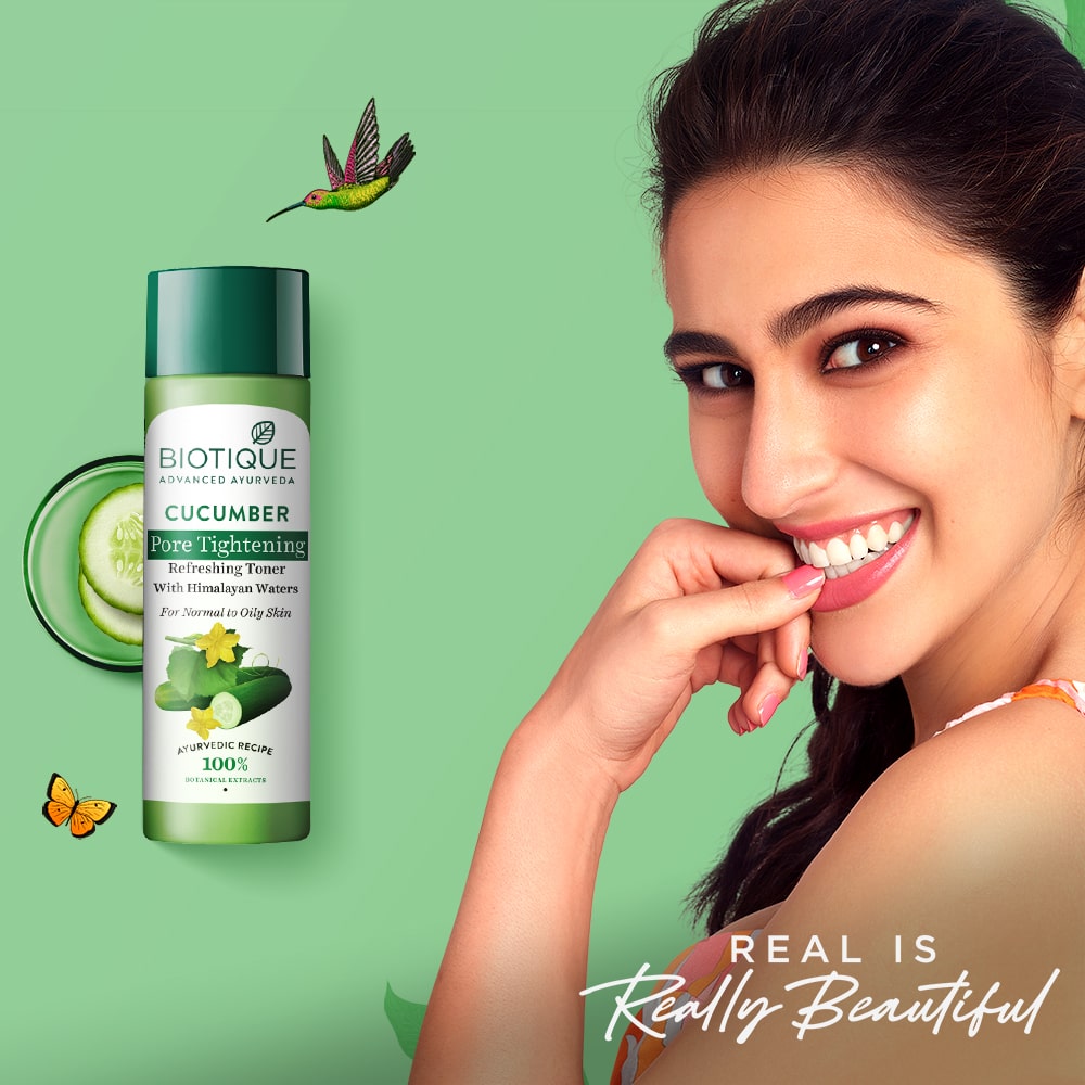 【Biotique】 CUCUMBER Pore Tightening Refreshing Toner 190ml｜きゅうり ポアタイトニング リフレッシング トナー｜190ML