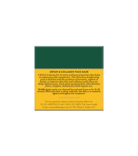 BIOTIQUE UBTAN & COLLAGEN Face Mask 50g