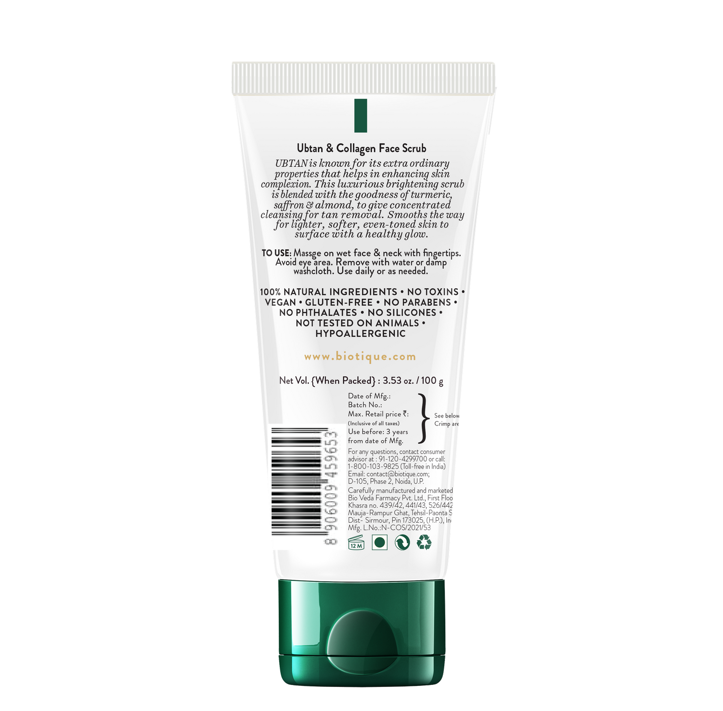 BIOTIQUE UBTAN & COLLAGEN Face Scrub  100g