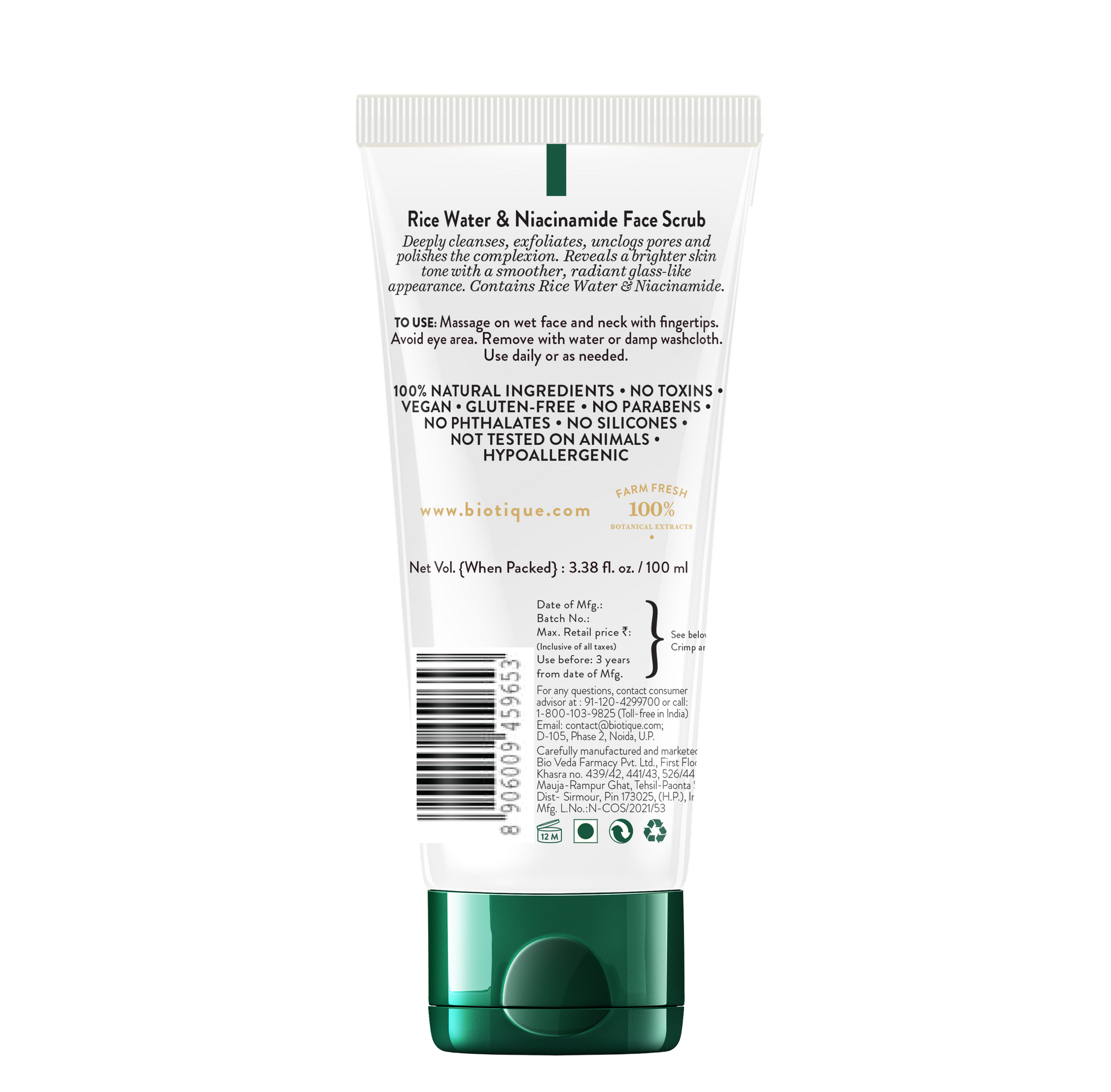 BIOTIQUE RICE WATER & NIACINAMIDE Gel Face Scrub 100ml
