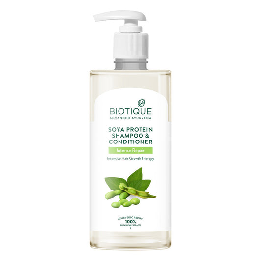 【Biotique】 Soya Protein Intense Repair Shampoo & Conditioner｜ソイプロテイン インテンスリペア シャンプー コンディショナー｜500ML