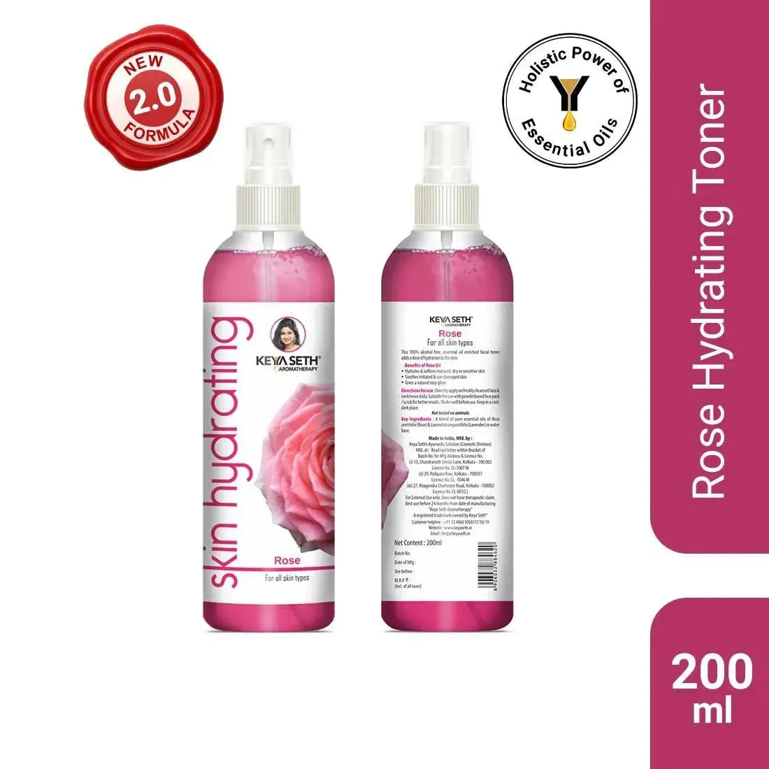 Skin Hydrating Rose Toner, Dry & Sensitive Skin, Glowing Skin, Anti-Ageing, Anti Inflammatory, Alcohol-Free 200ml