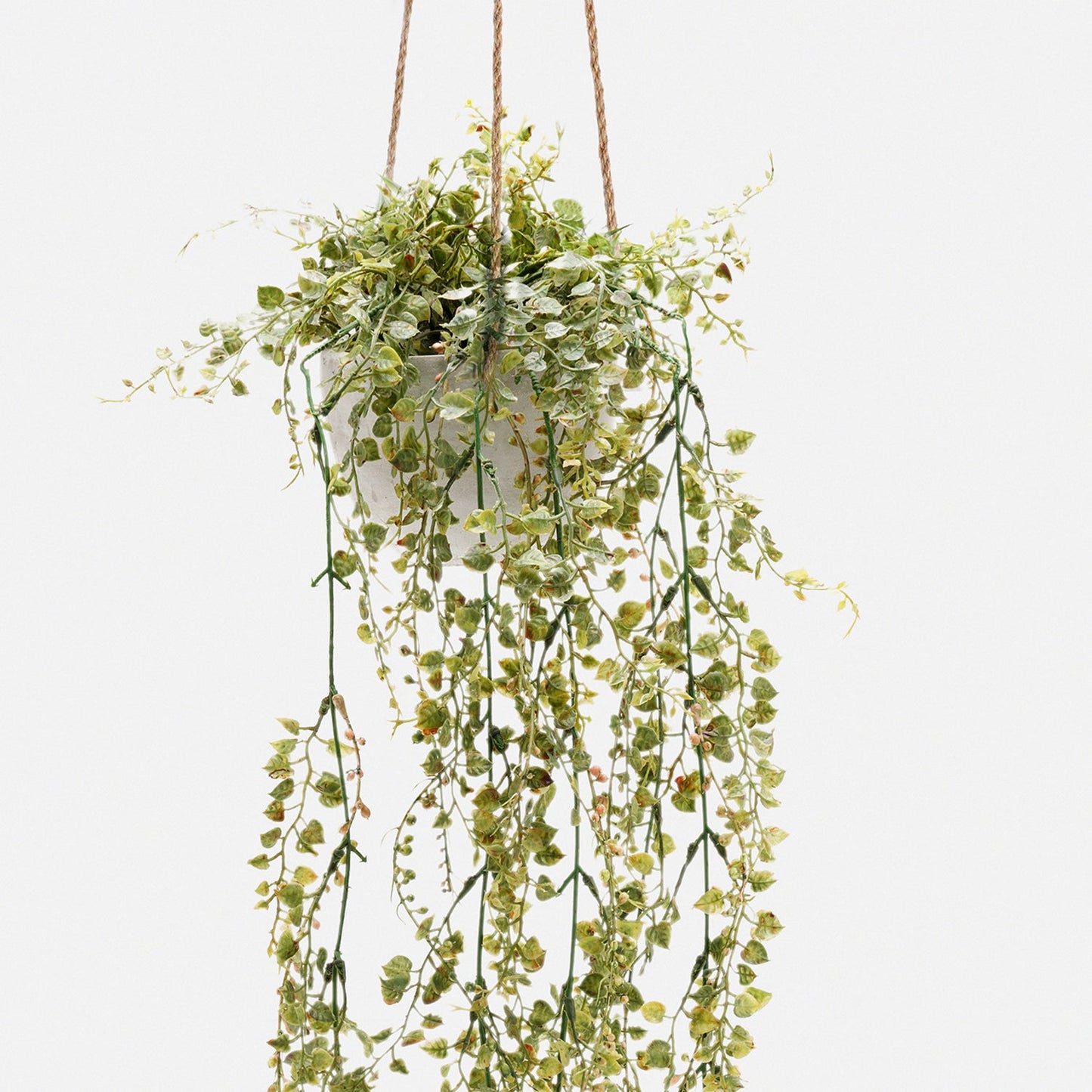 Green Artificial Hanging Plant with Cement Pot