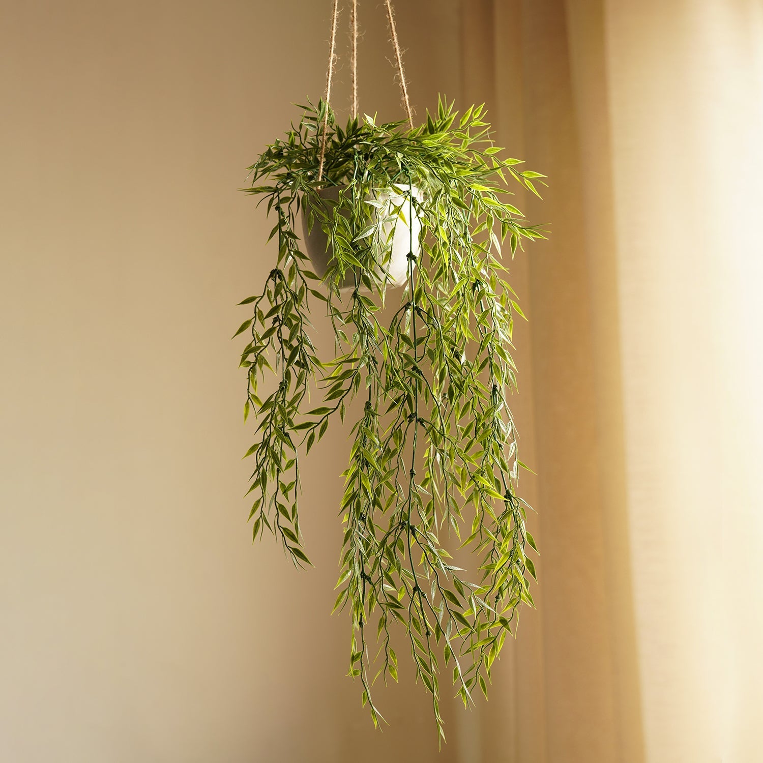 Green Artificial Bamboo Leaf Plant with Cement Pot