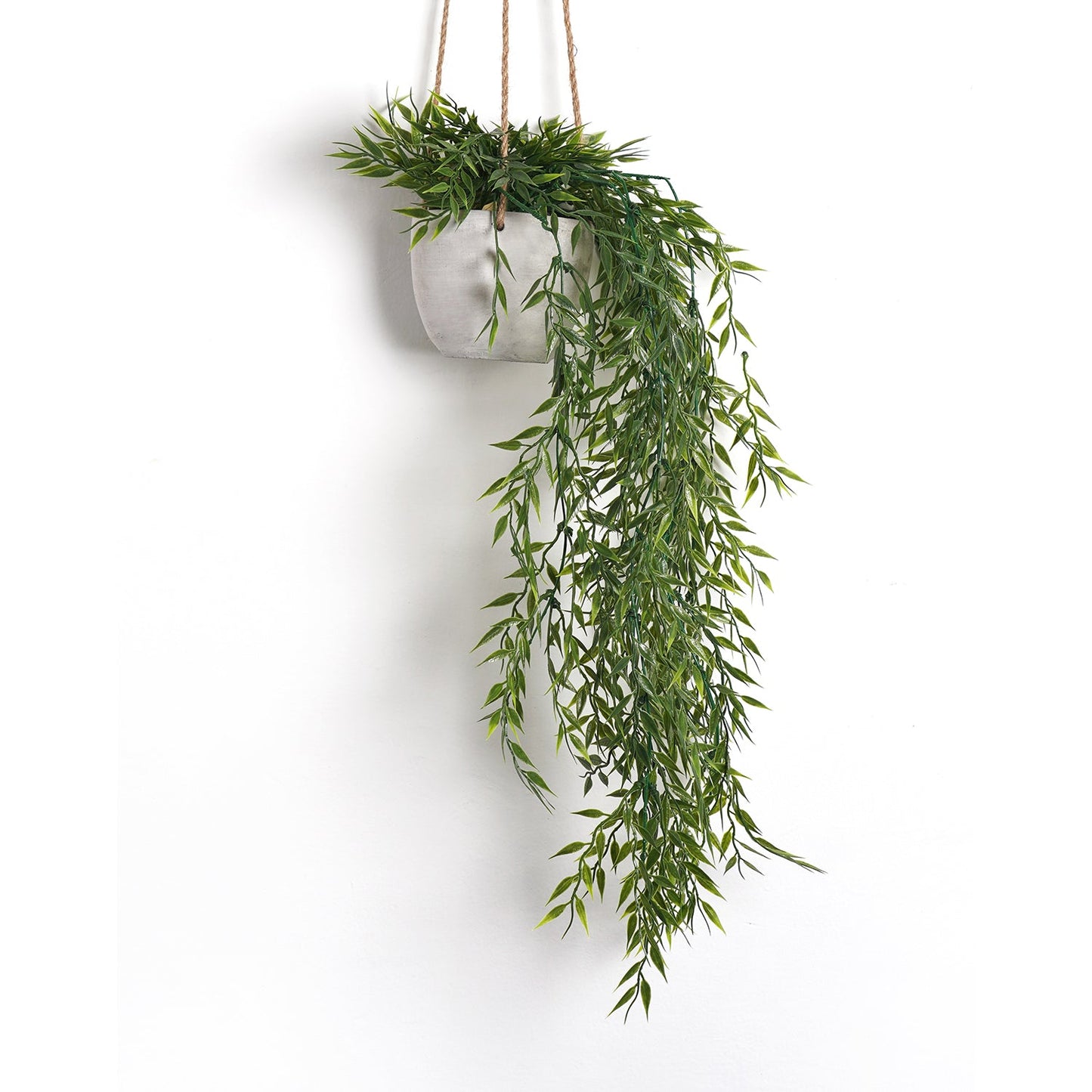 Green Artificial Bamboo Leaf Plant with Cement Pot