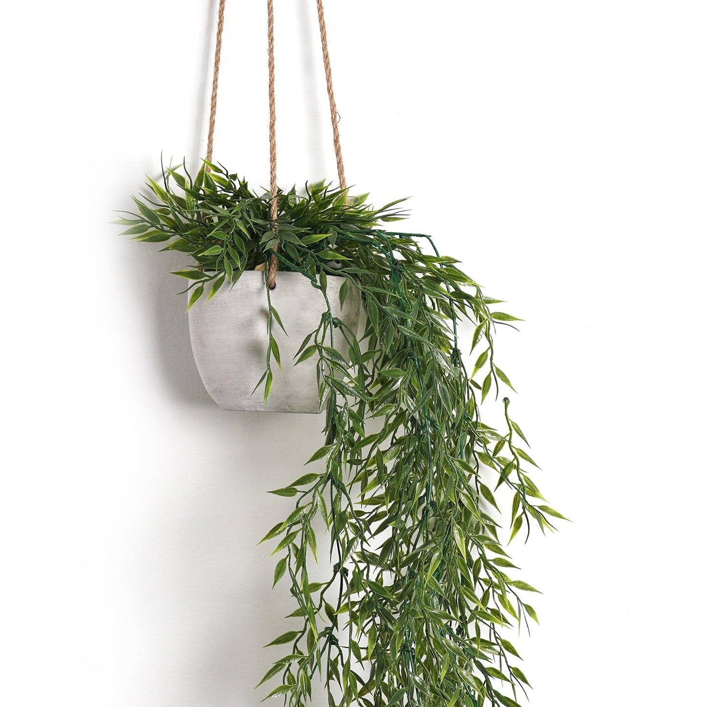 Green Artificial Bamboo Leaf Plant with Cement Pot