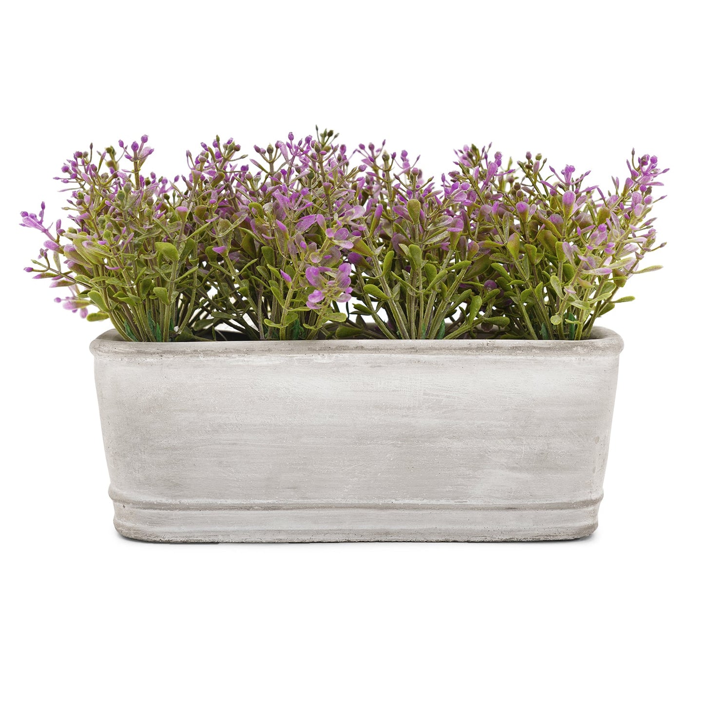 Purple Artificial Plant with Rectangular Cement Pot