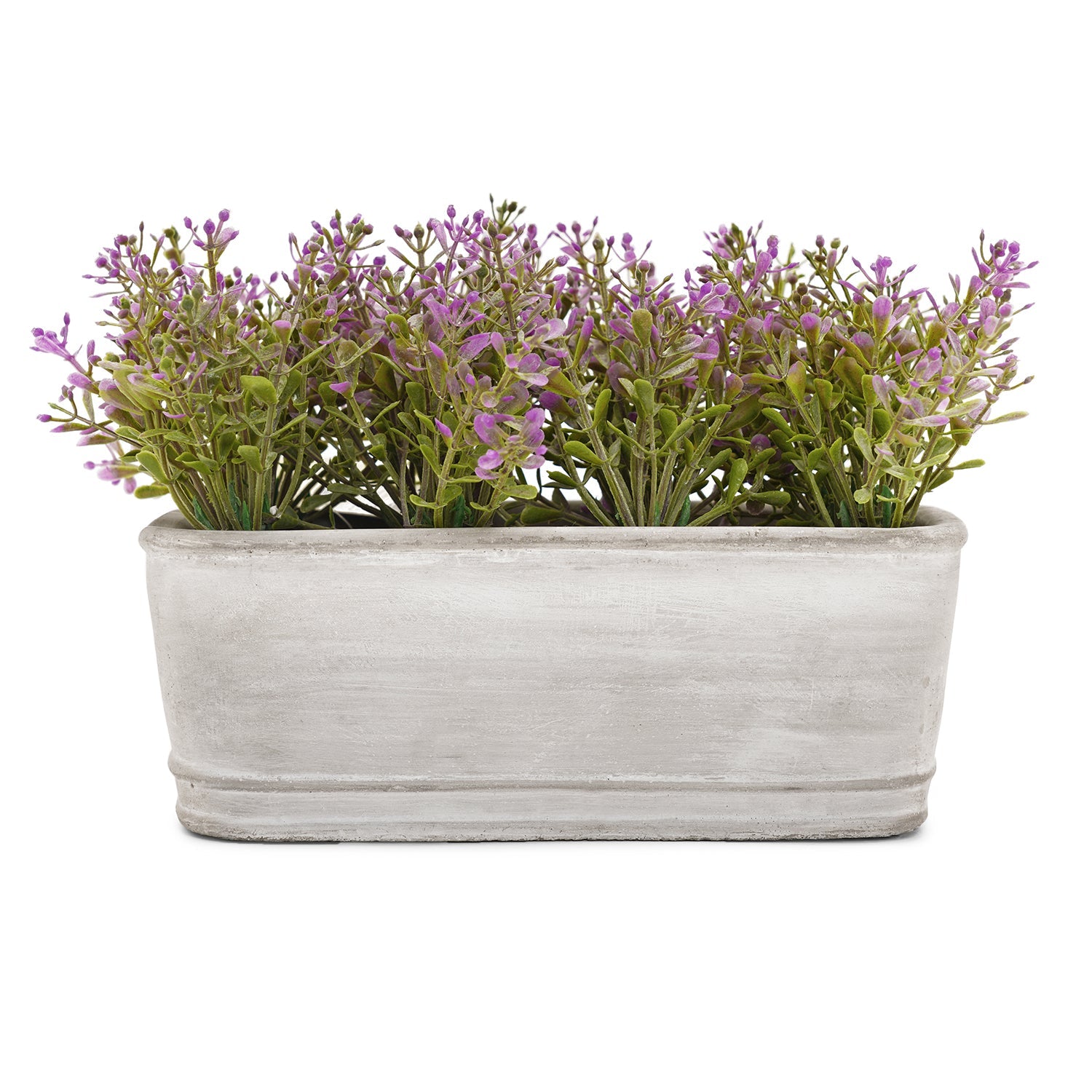 Purple Artificial Plant with Rectangular Cement Pot