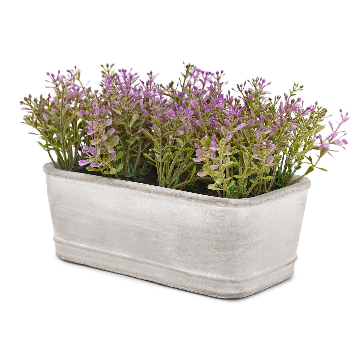 Purple Artificial Plant with Rectangular Cement Pot