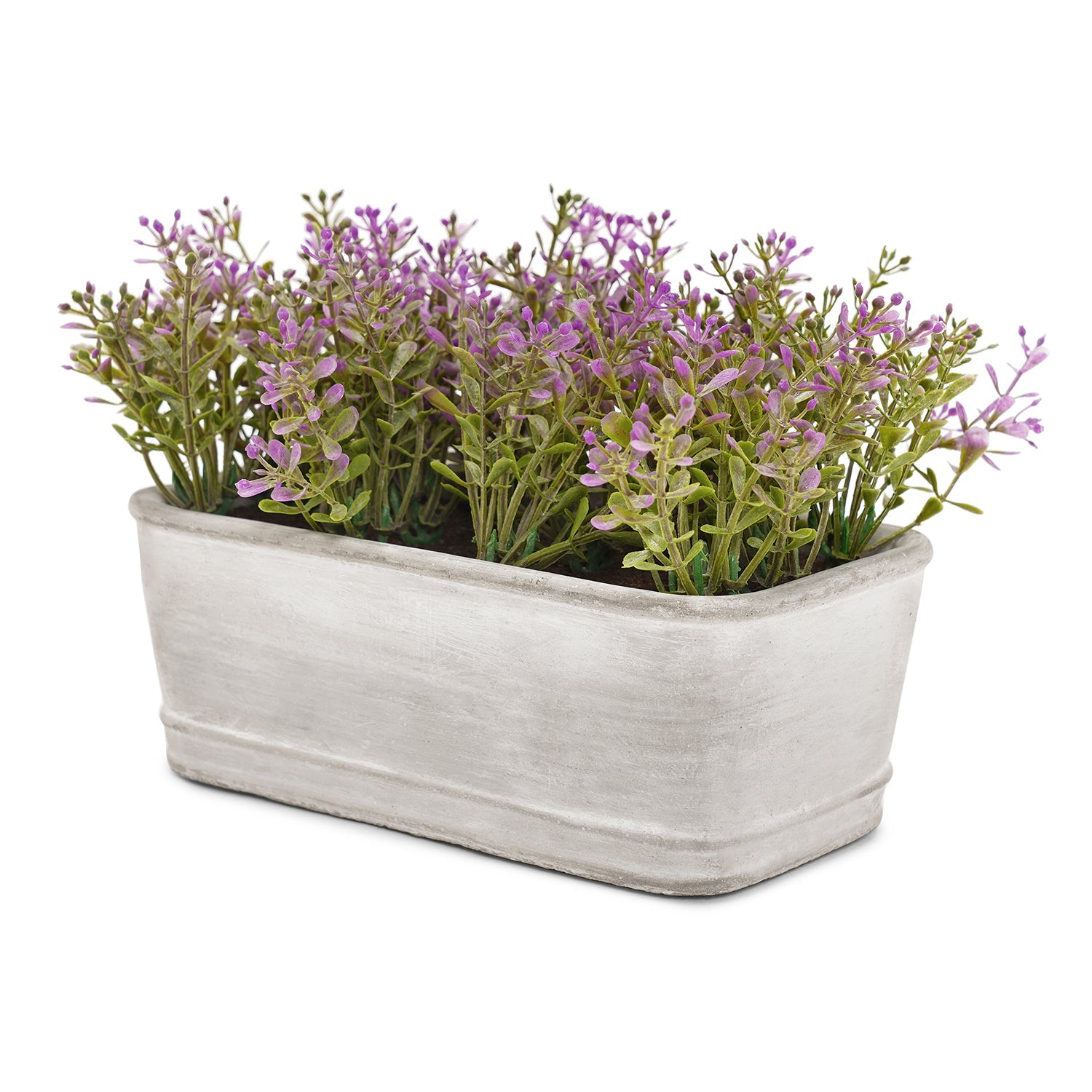 Purple Artificial Plant with Rectangular Cement Pot