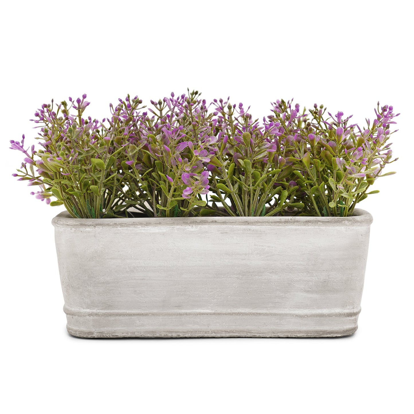 Purple Artificial Plant with Rectangular Cement Pot