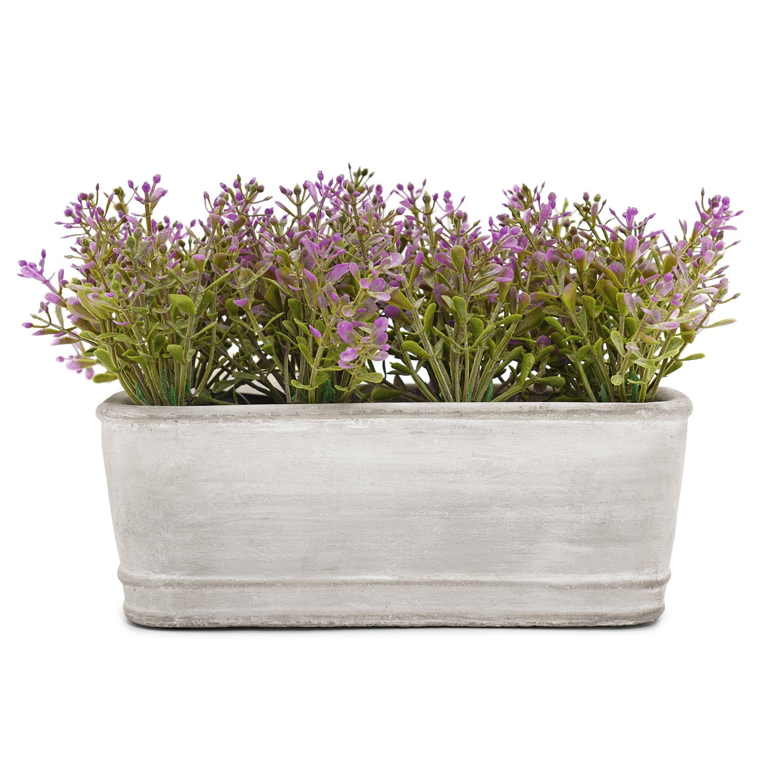 Purple Artificial Plant with Rectangular Cement Pot
