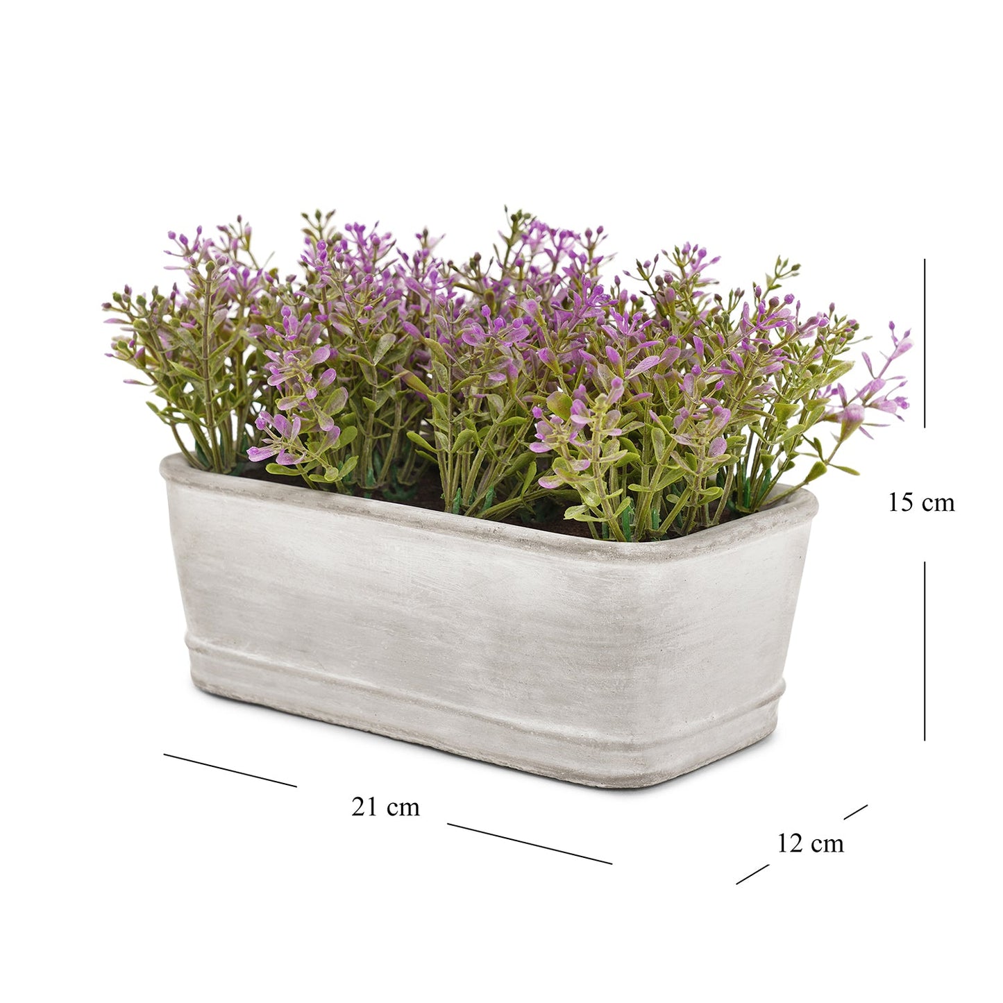 Purple Artificial Plant with Rectangular Cement Pot