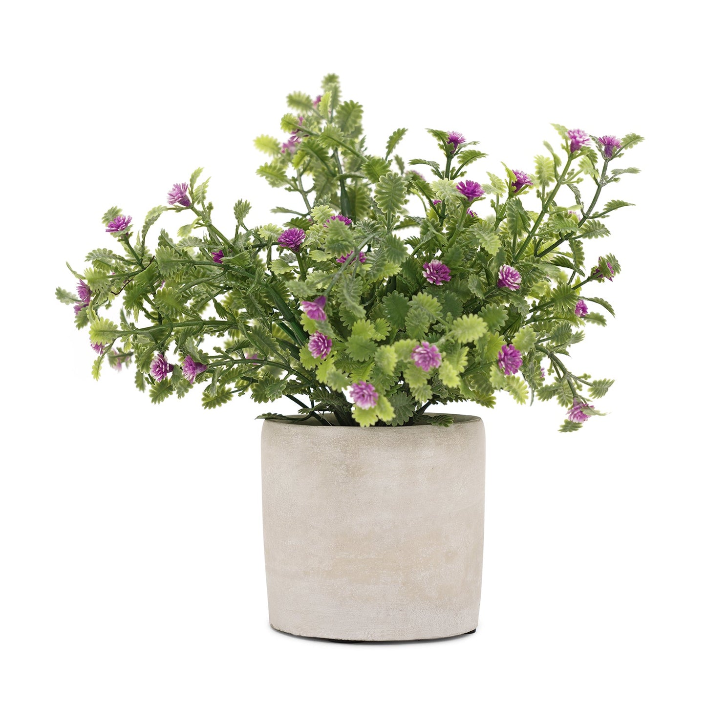 Purple Faux Spurflower with Cement Pot