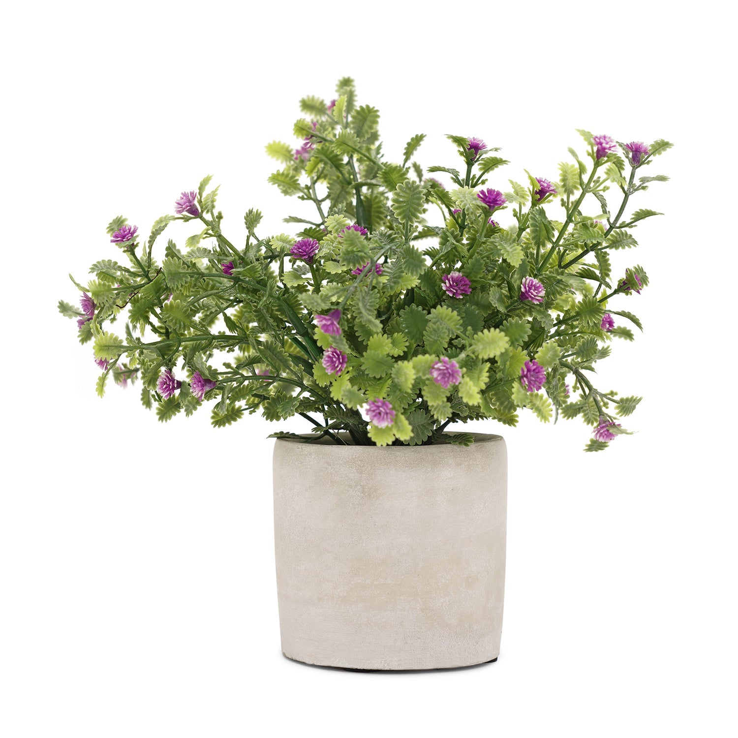 Purple Faux Spurflower with Cement Pot