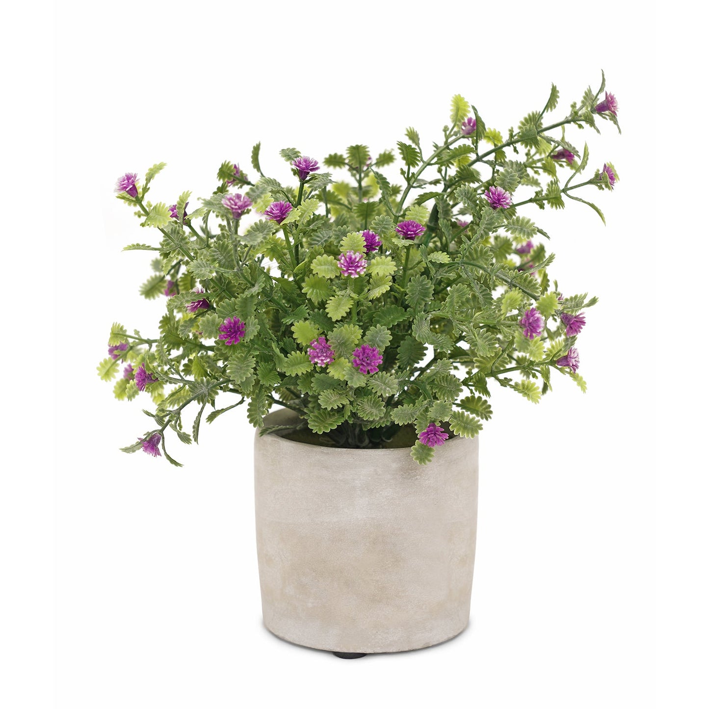 Purple Faux Spurflower with Cement Pot