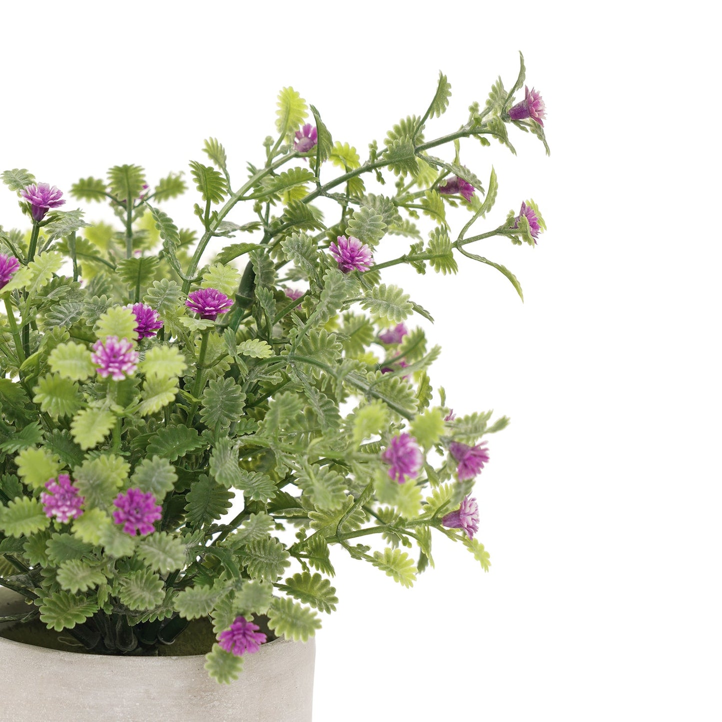 Purple Faux Spurflower with Cement Pot