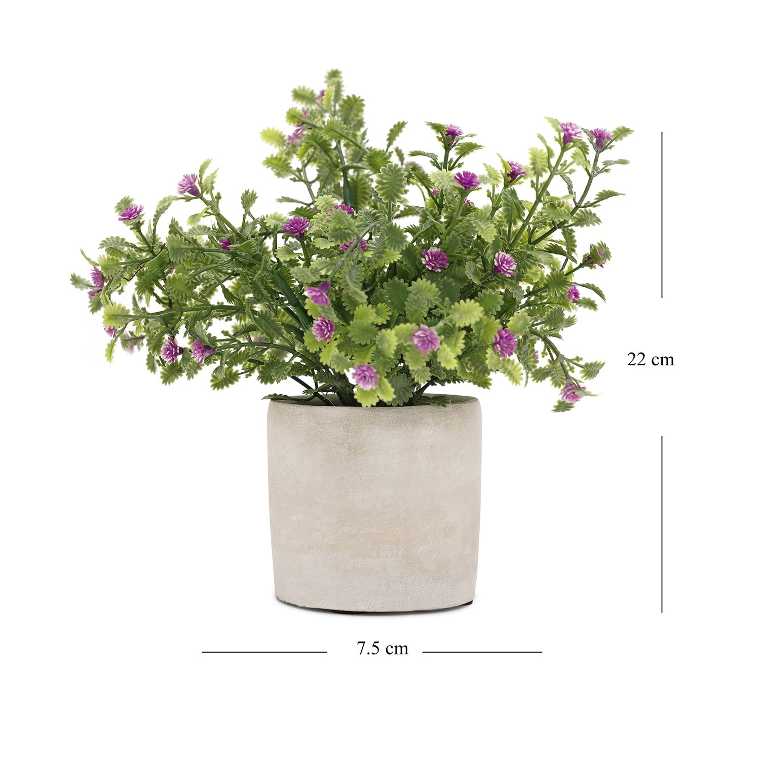Purple Faux Spurflower with Cement Pot