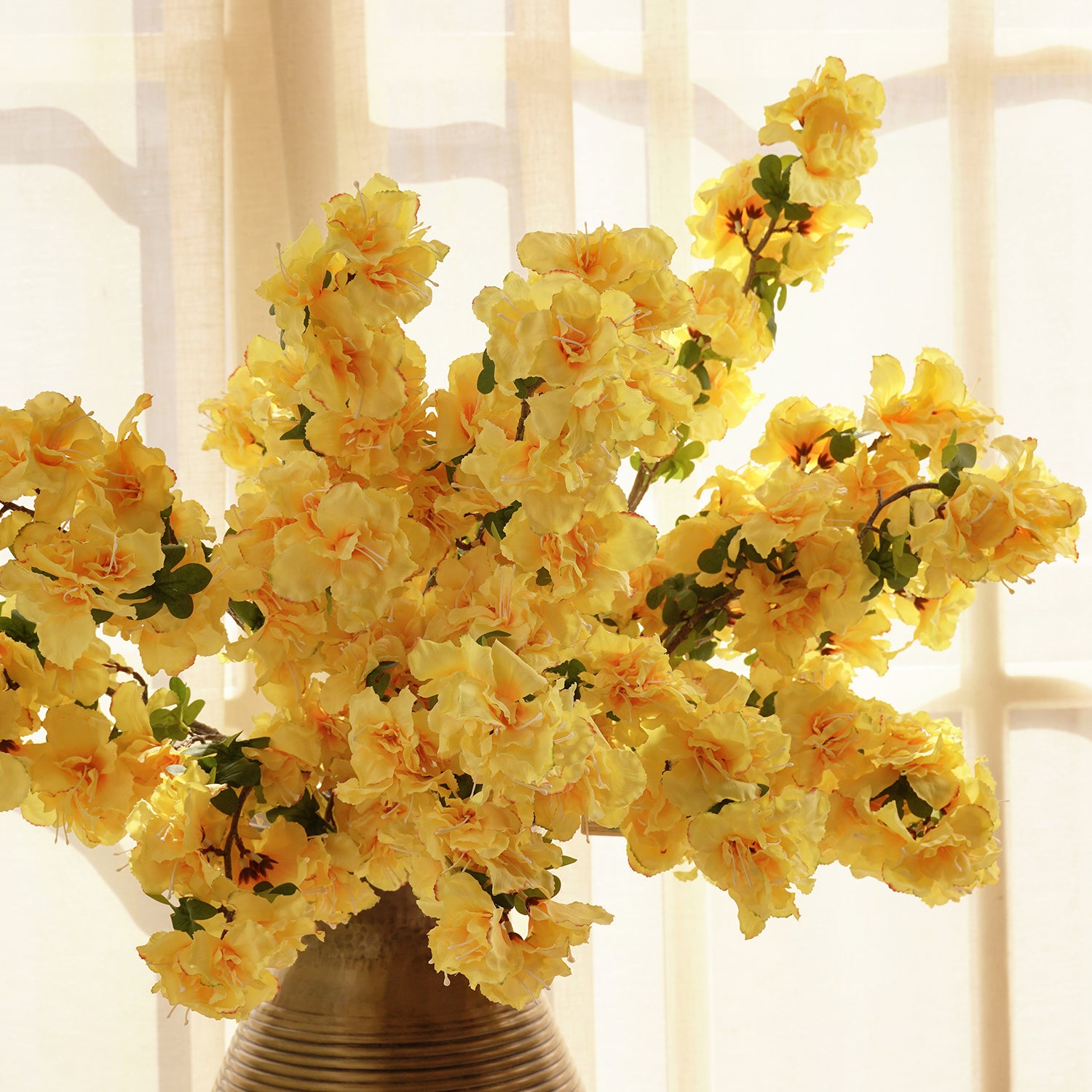 Pure Home + Living】 Yellow Azalea Faux Flower Stem Single