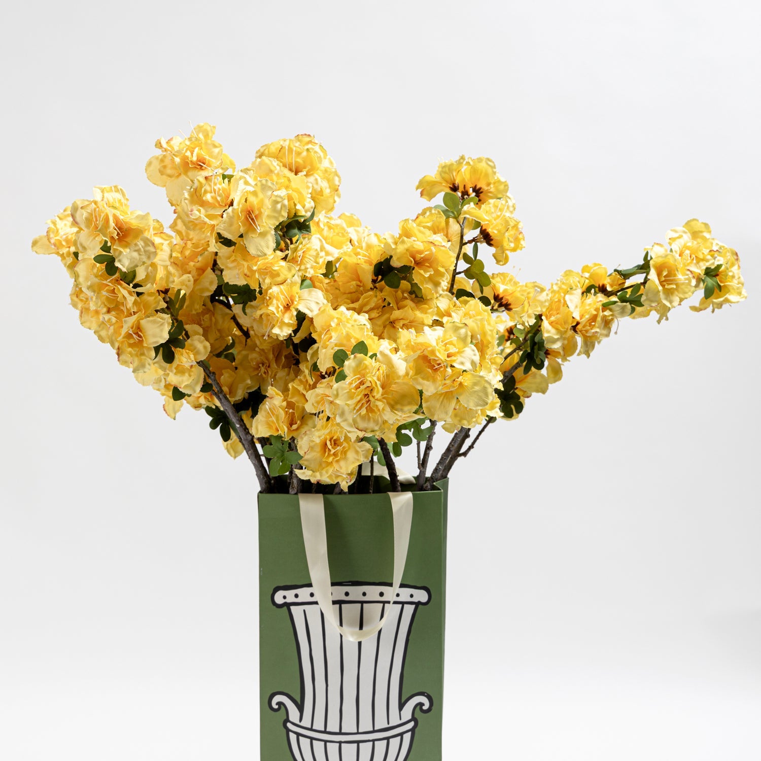 Pure Home + Living】 Yellow Azalea Faux Flower Stem Single