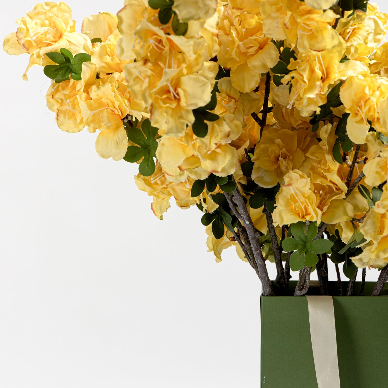 Pure Home + Living】 Yellow Azalea Faux Flower Stem Single