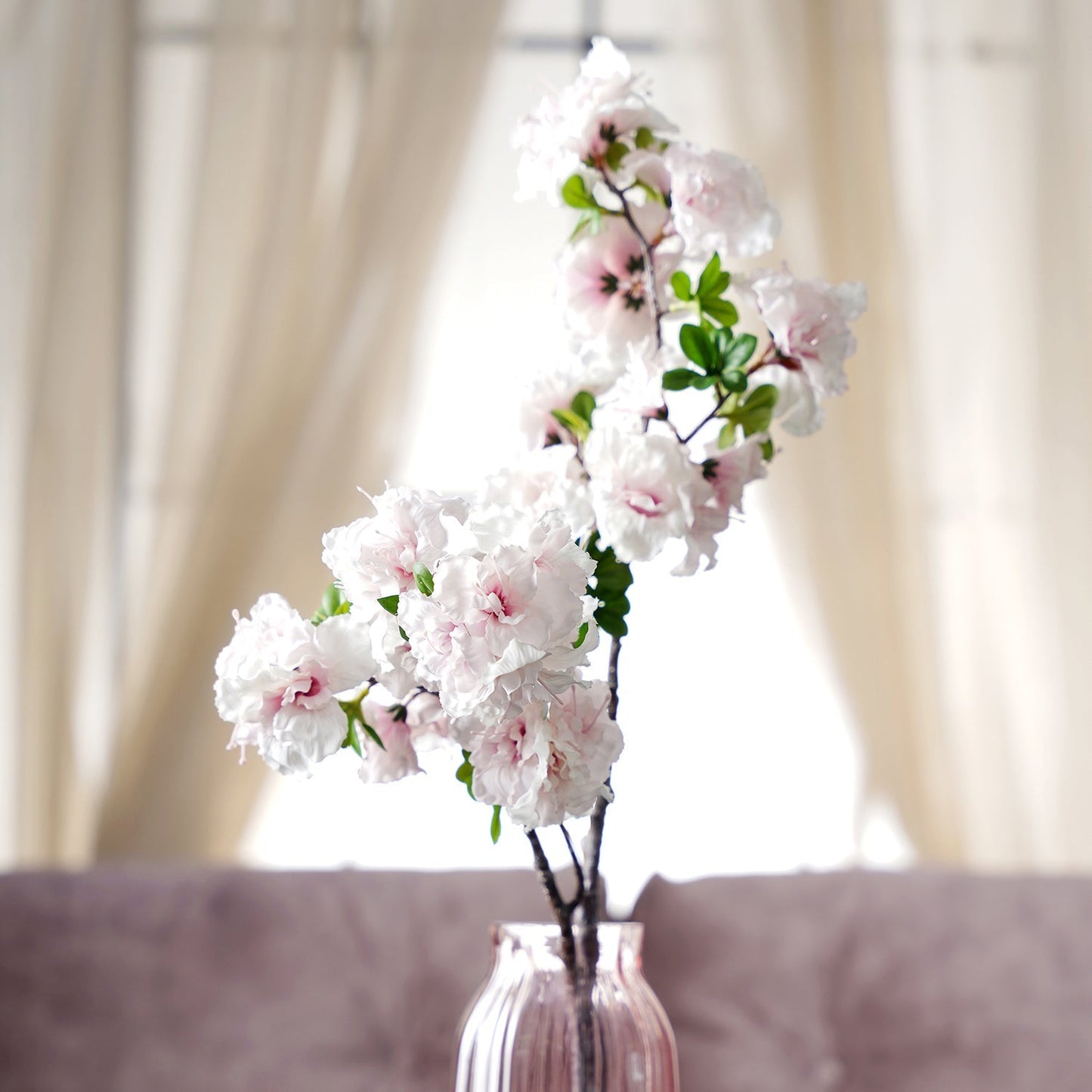 Pink Azalea Faux Flower Stem Single