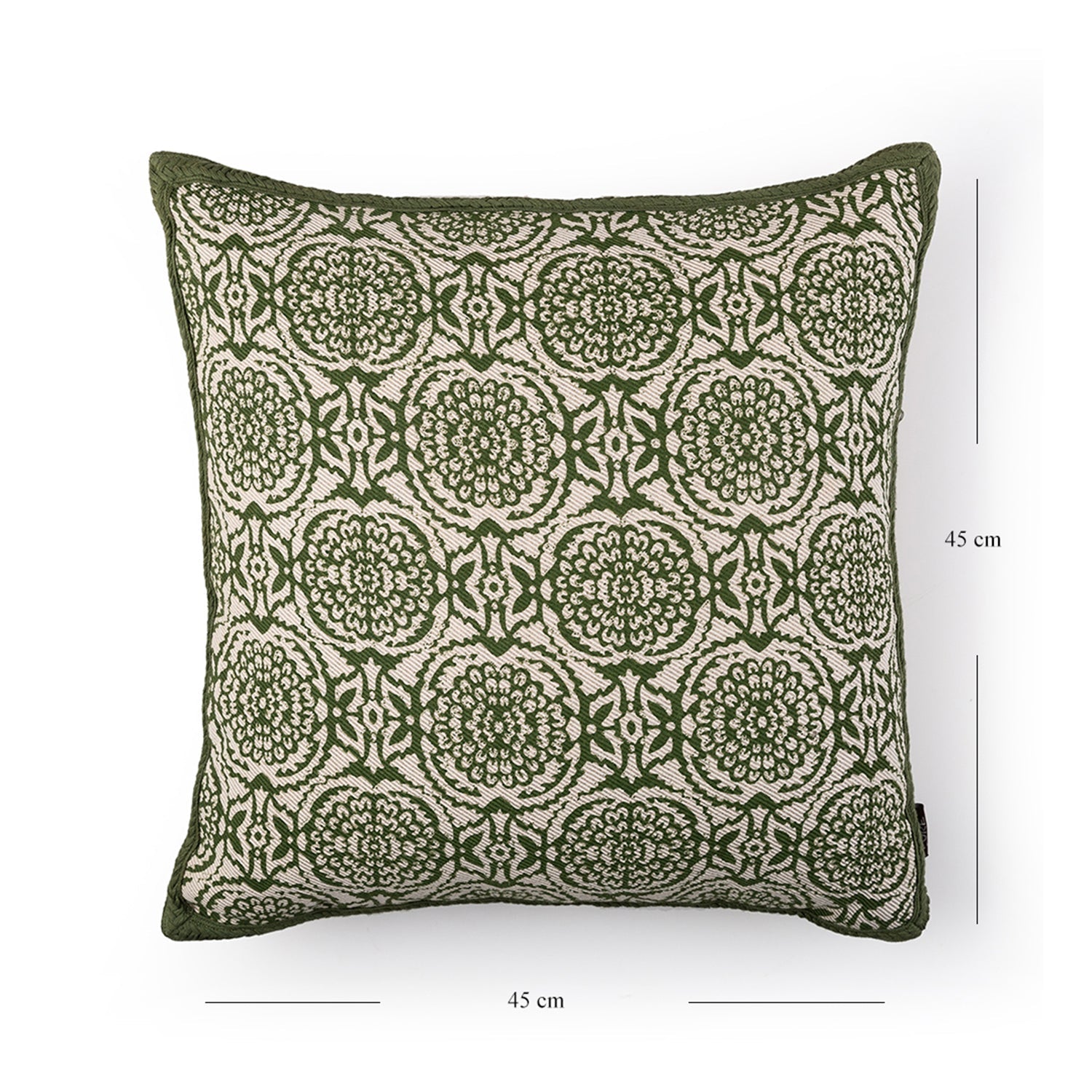 Green Marigold Cushion Cover