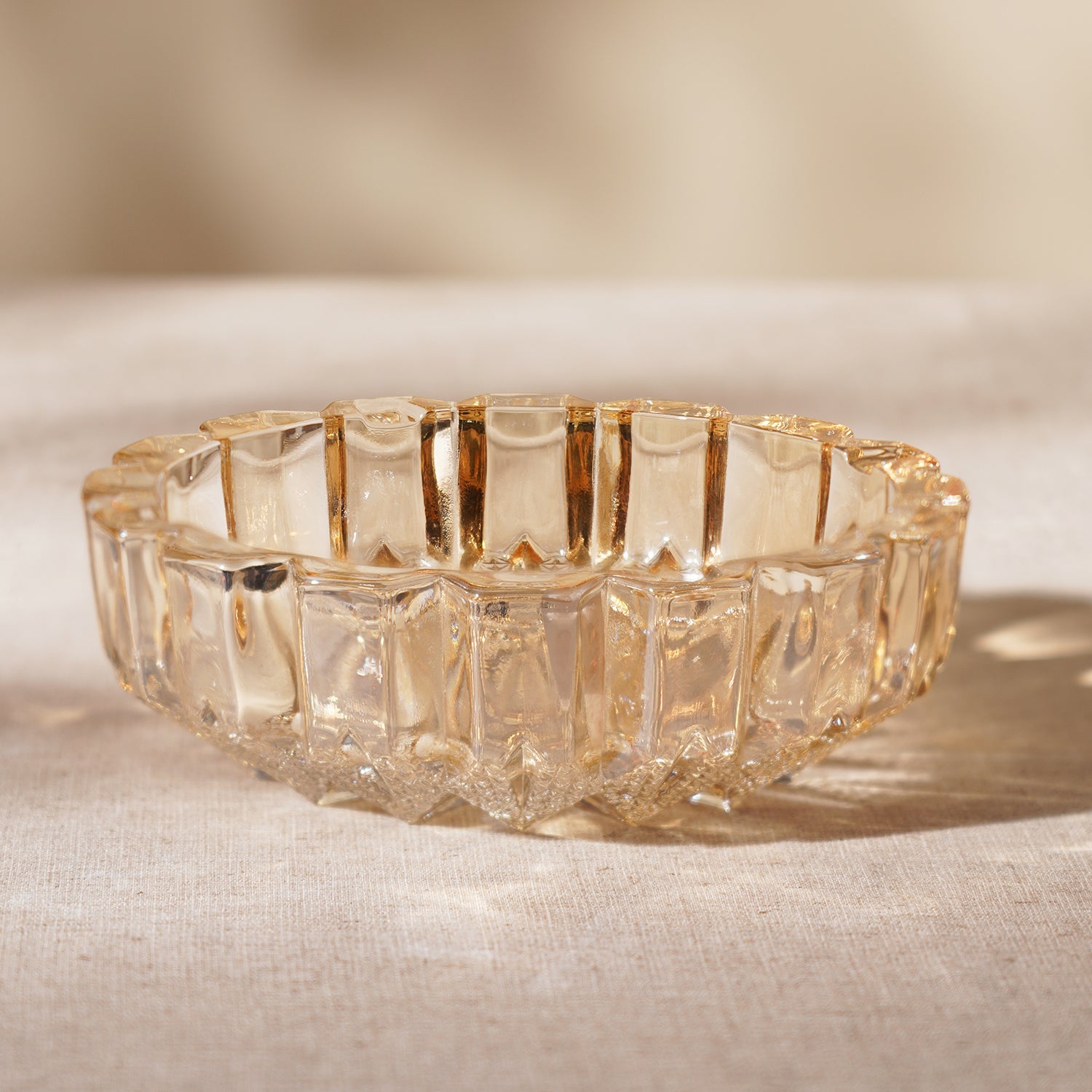 Large Round Amber Ash Tray