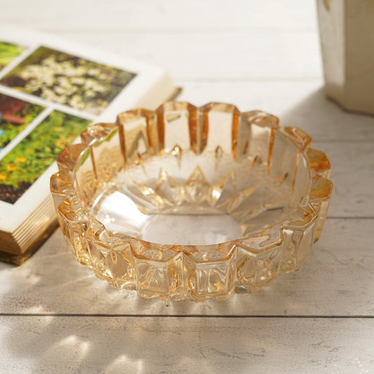 Large Round Amber Ash Tray